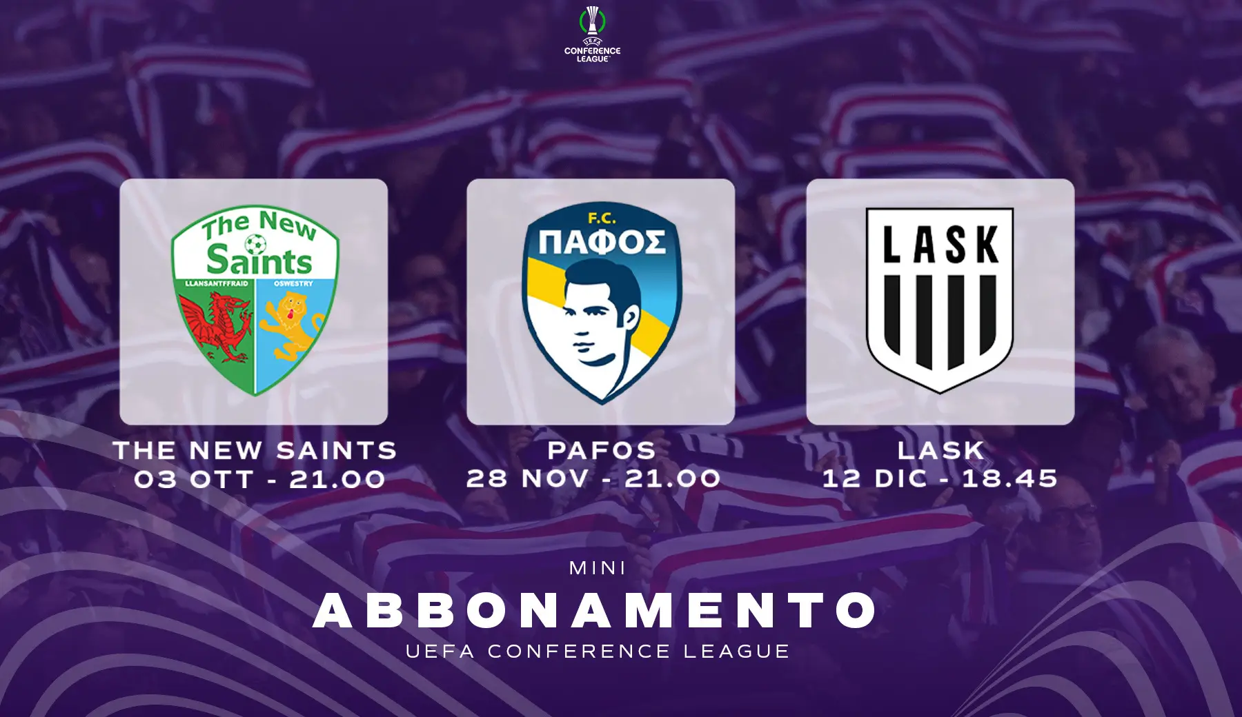 APERTURA VENDITA BIGLIETTI UECL LEAGUE PHASE 2024/25:  Giornata 1 – Giornata 4 – Giornata 5